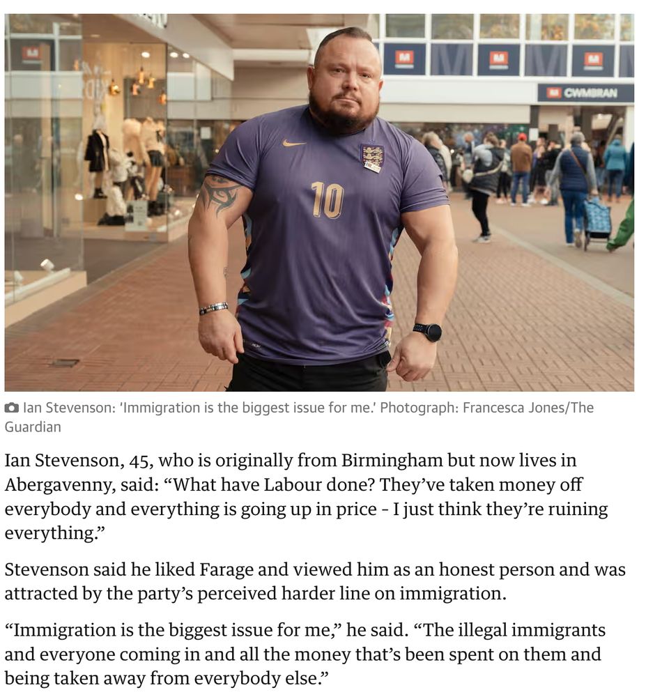 A newspaper interviews an English man living in Wales who says "immigration is the biggest issue for me"