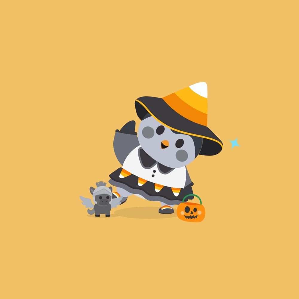 Screenshot of the finch app 

Outfit:
* 🖤 Black Candy Witch Hat
* 🖤 Black Candy Witch Costume
* 🖤 Black Candy Witch Shoes 
* 🧡 Orange Spooky Pumpkin Basket

Micropet: Zephyrus the Pegasus 🐴🪽