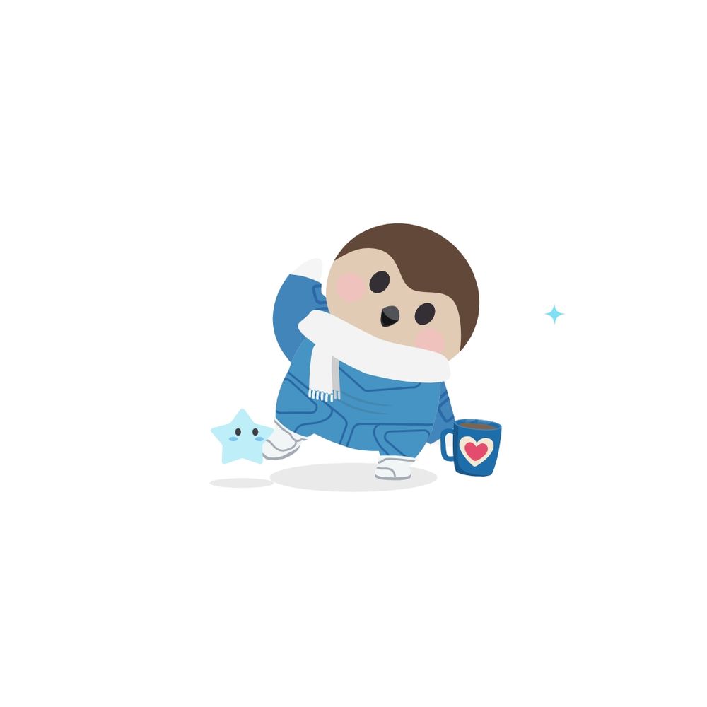  Screenshot of the finch app
  
Outfit:
• 💙 Blue Galaxy Robot Suit
• 🤍 White Galaxy Robot Boots 
• 🤍 White Warm Scarf 
• 💙 Blue Cozy Classic Mug

Micropet: Starry the Twinkle 🌟
