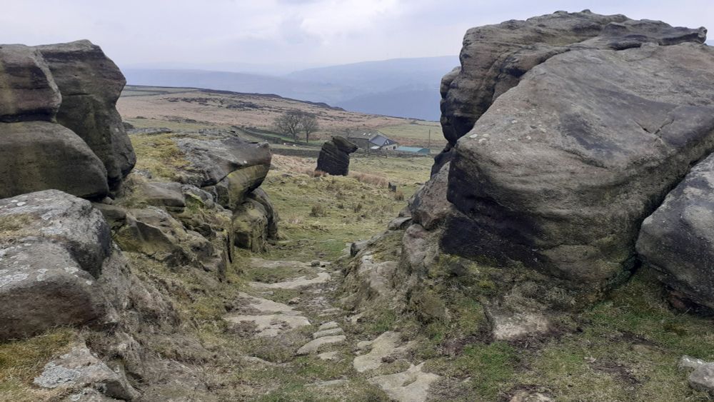 Path between two rocky outcrops