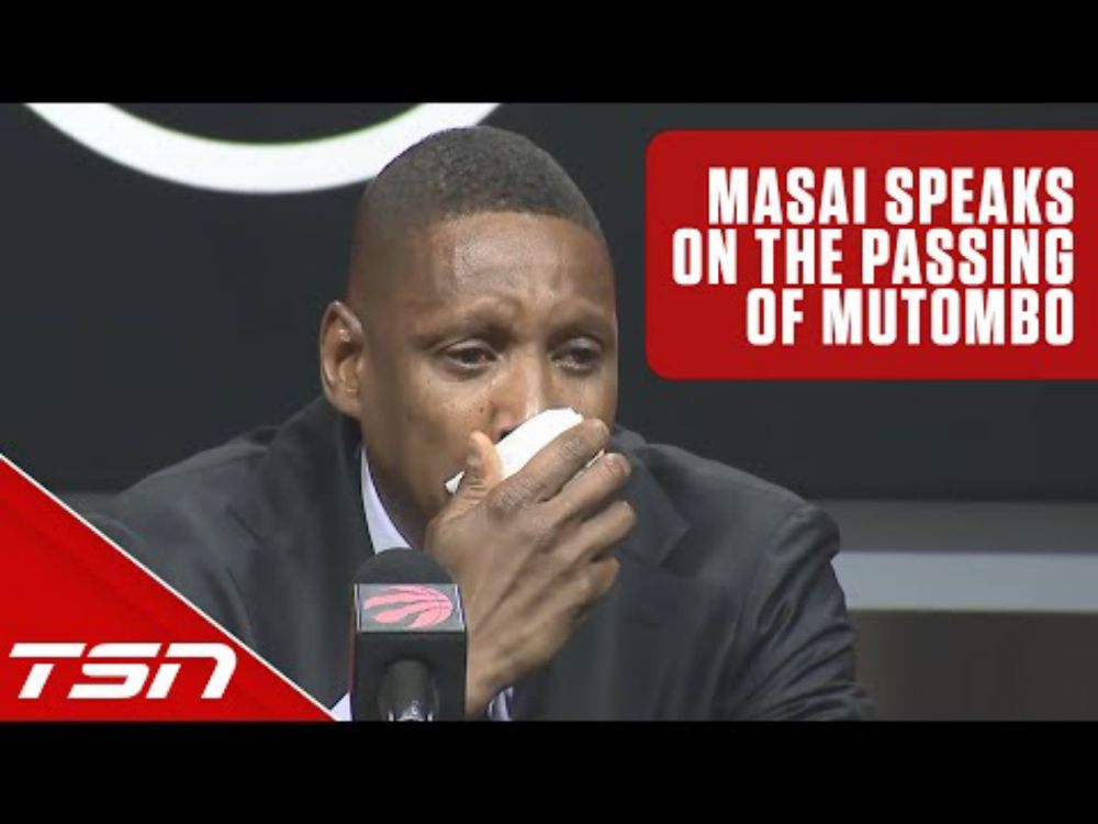 An extremely emotional Masai Ujiri speaks on the passing of his friend, Dikembe Mutombo