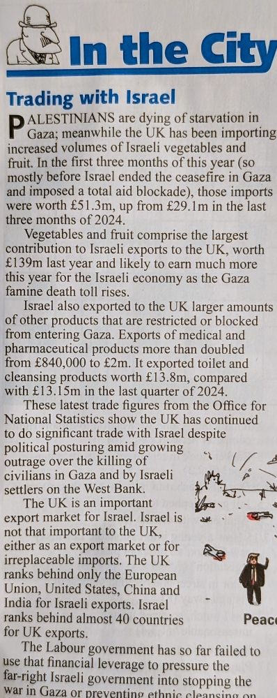 Private Eye article detailing the UK’s continued trade with Israel.