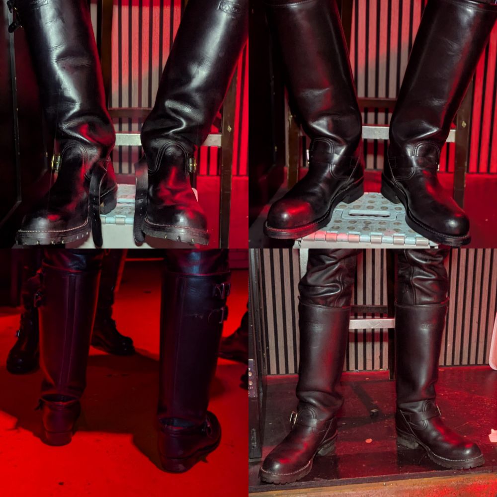 Four different shots of BLUF style engineer boots