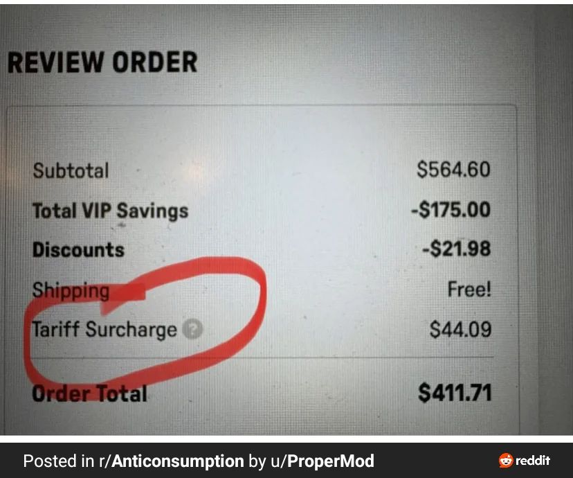Receipt showing line item for 