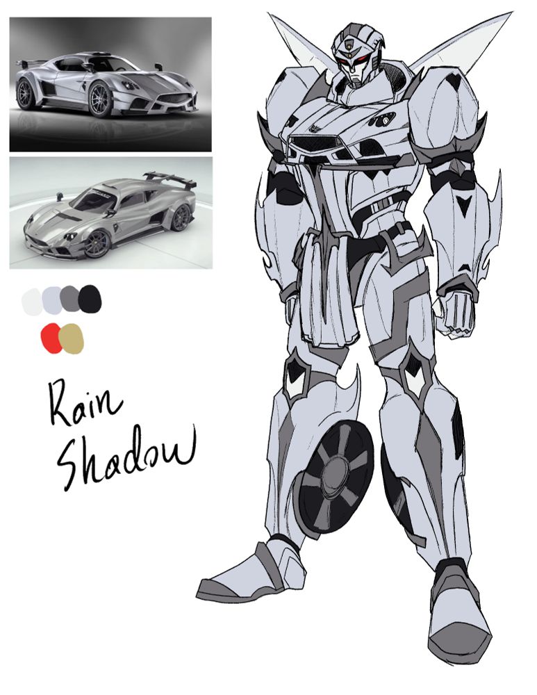 Big Decepticon boy based on a Mazzanti Evantra. Silver, grey, color palette 