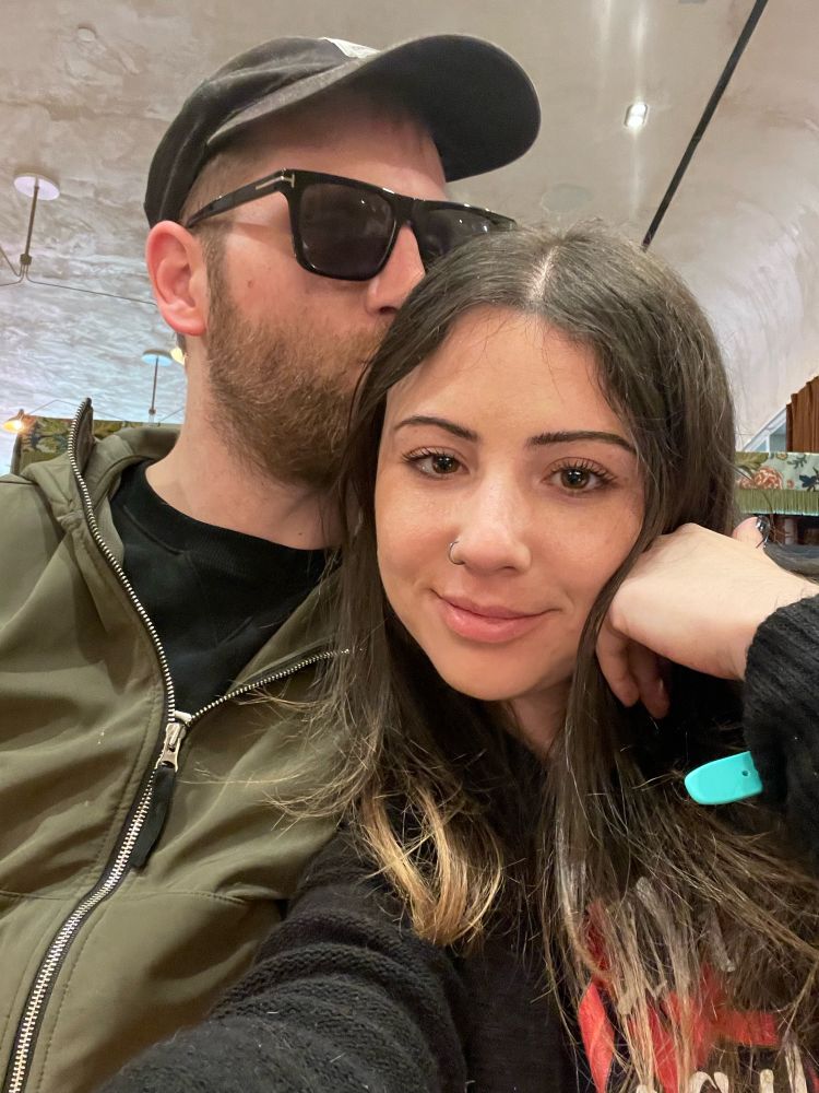 My bf Pete kissing me on the head