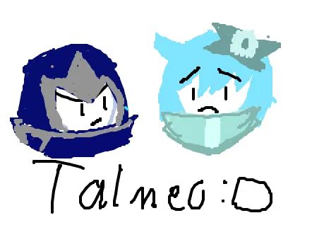 Poorly drawn blorbo Talon (left) with a blorbo version of my OC, Delaios (personally named Cameo, right, also tbh Talmeo sounds better than Taldel imo)