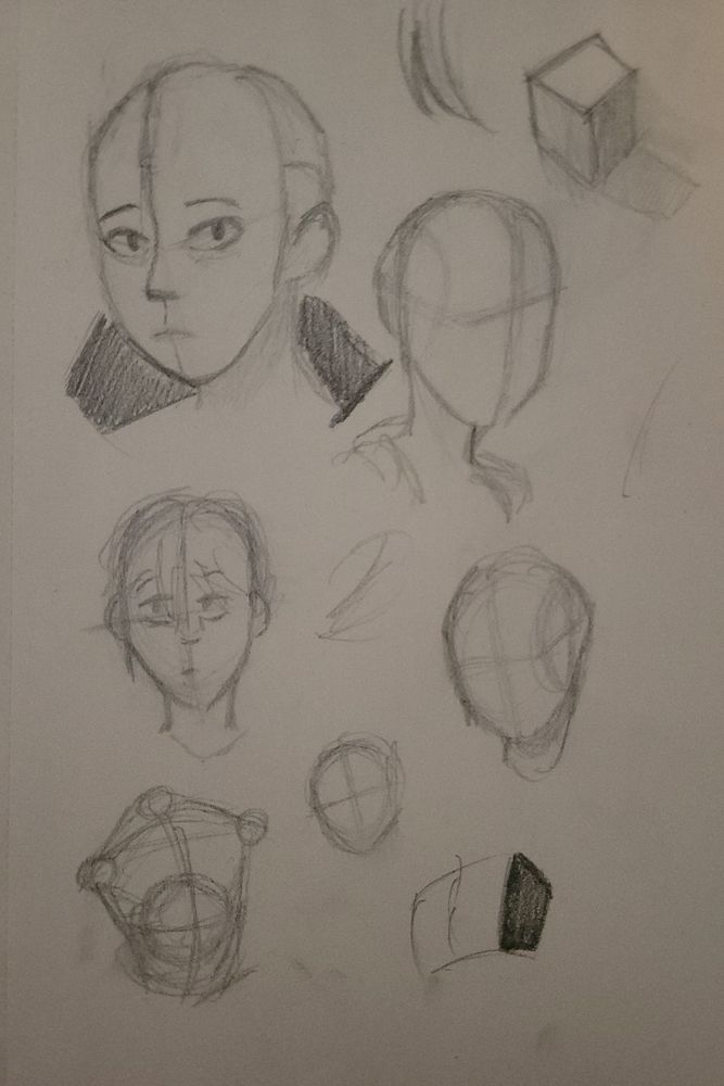 Got a lot of heads, mostly freehand. The one on the top left was done with a reference, easy pose my love