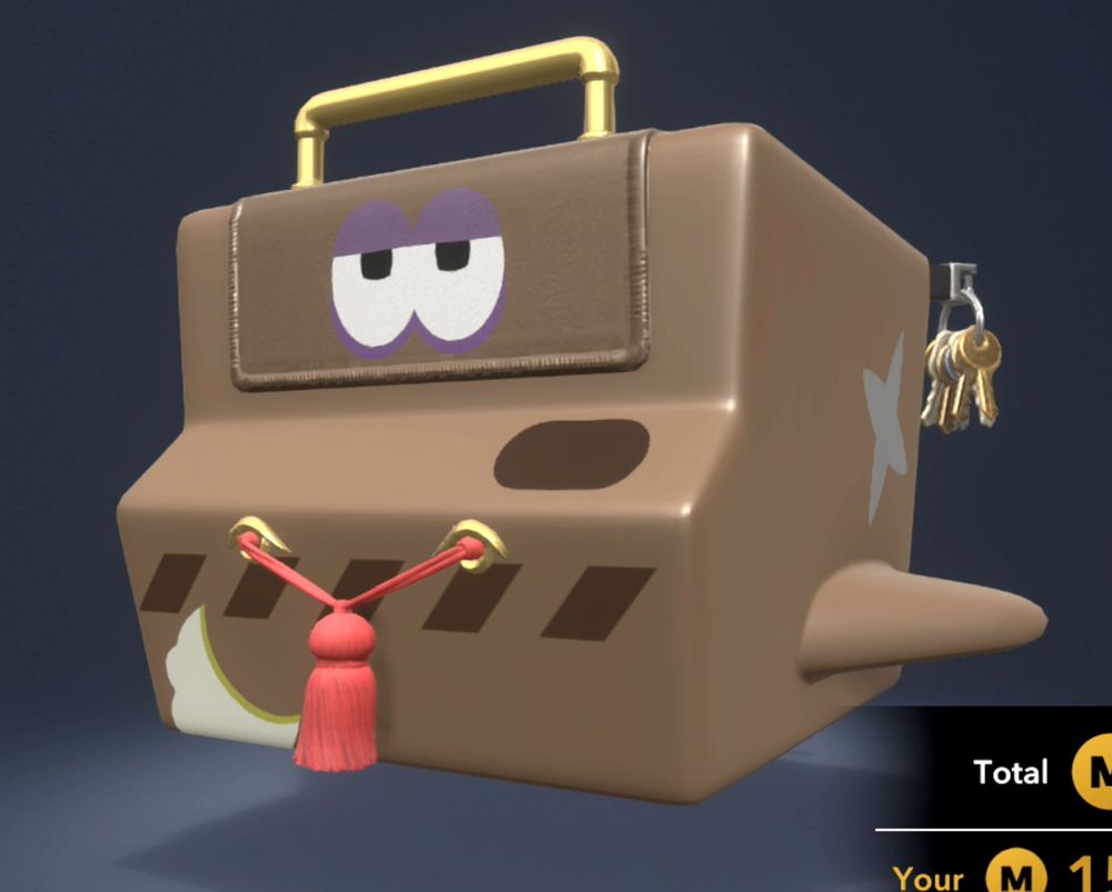 A Speed Wagon from Kirby Air Riders covered in decals to look like the Vtuber FunkleLogan's cuck chair mascot, Chuck