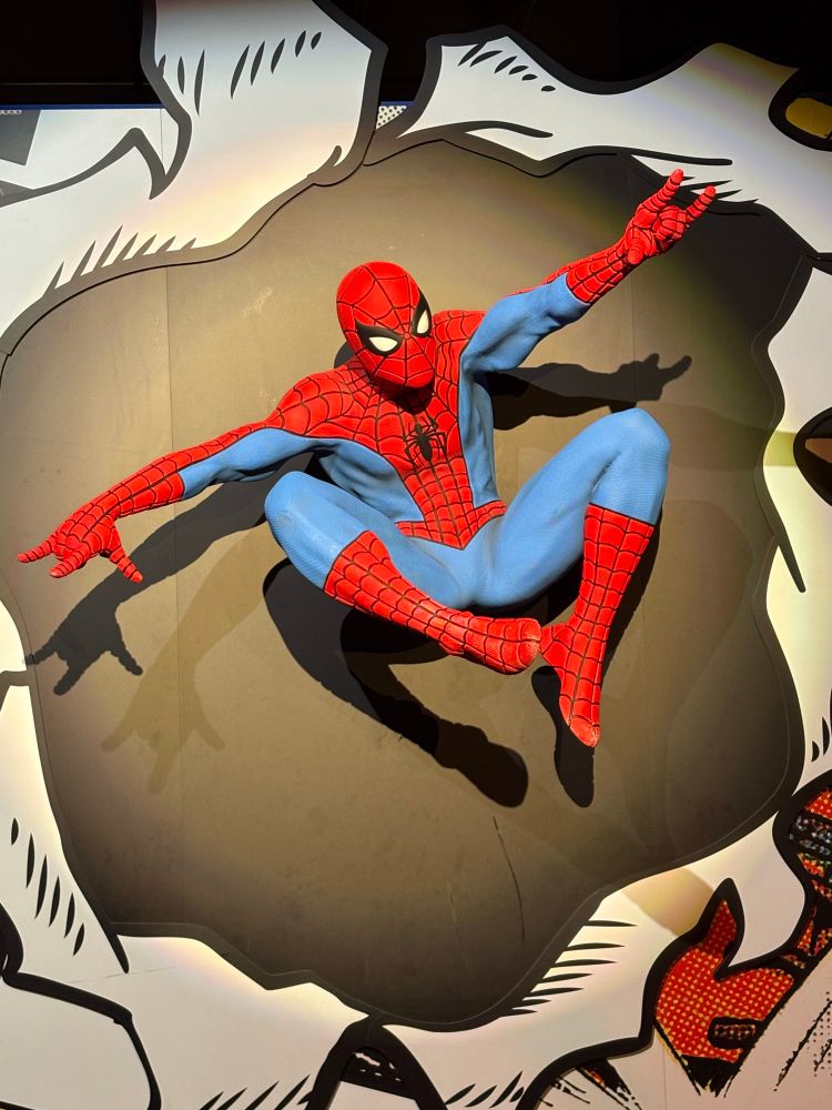 A statue of Spider-Man at the Griffin Museum of Science & Industry 