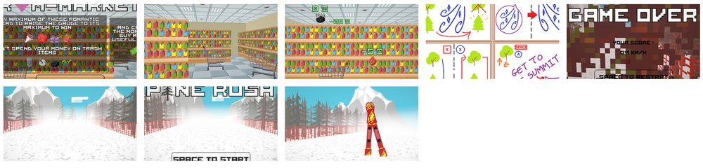 Captures d'écran de jeux vidéos indépendants.