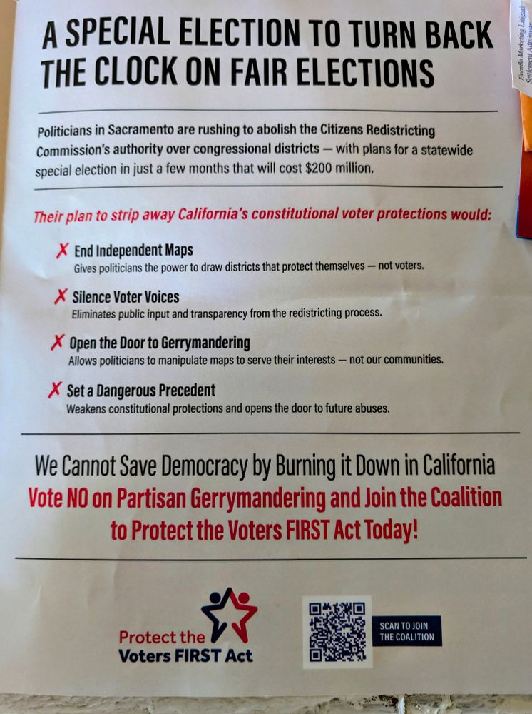 Flyer being sent in California against the special election