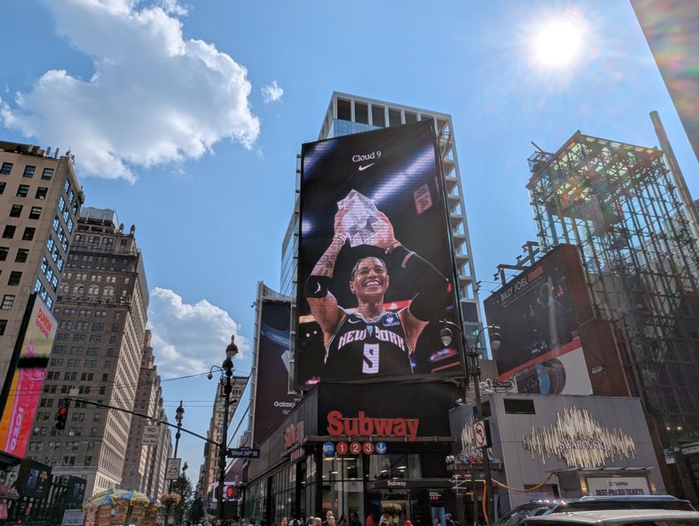 A billboard ad of Natasha Cloud of the New York Liberty.