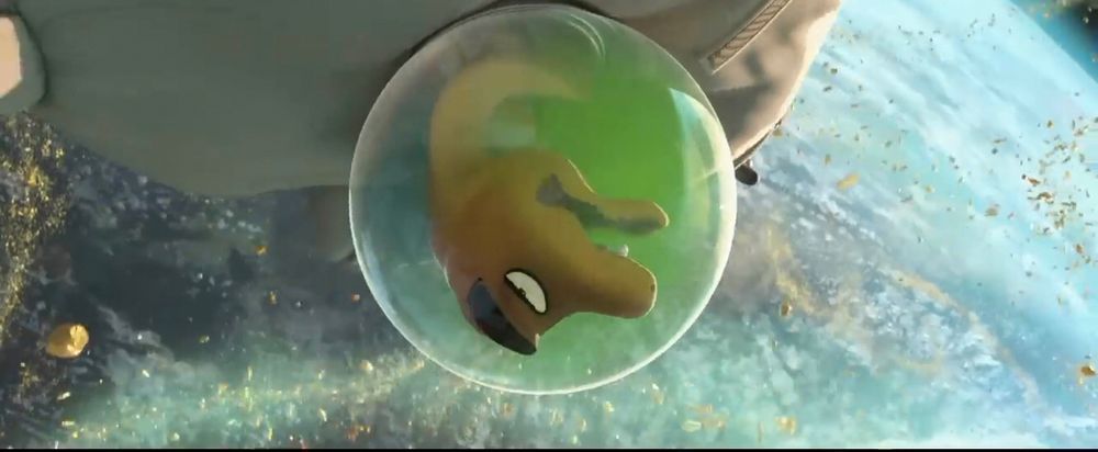 Mr. Snake looking woozy after Mr. Piranha inflated his spacesuit with farts as he was still inside it 