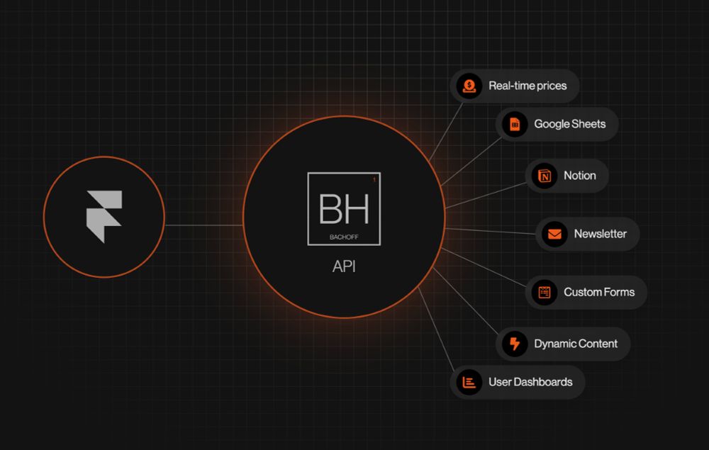 bachoff framer api integration realtime prices google sheets notion newsletter custom forms dynamic content user dashboards