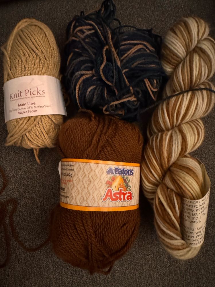 portioning skeins of yarn for a hat build