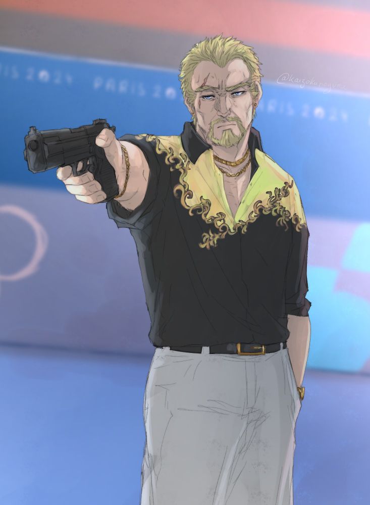 Vinland Saga fanart Askeladd from my yakuza AU striking the famous pose of Yusuf Dikeç 