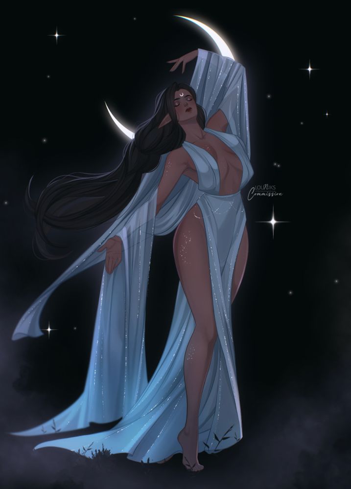 OC belongs @sniperct.bsky.social‬. A girl dancing among the stars.