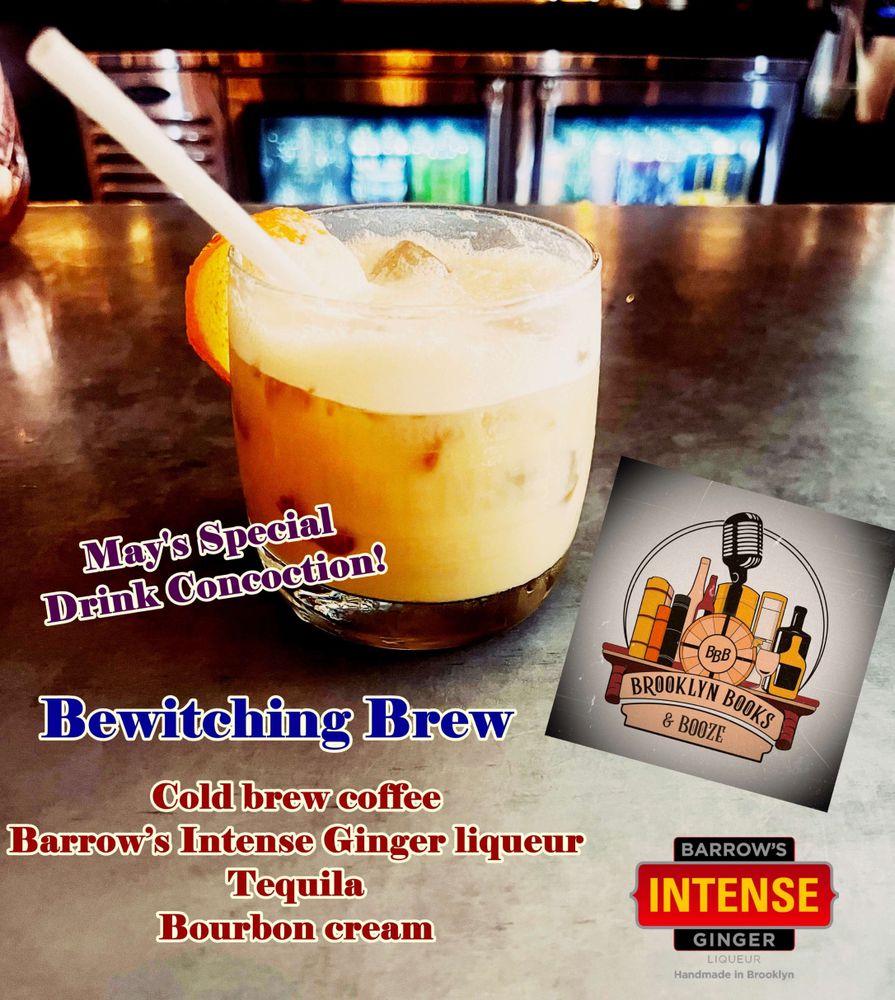 The Bewitching Brew at Brooklyn Books & Booze @ Barrow's Intense Ginger Tasting Room in Industry City, Brooklyn. Ingredients: Cold brew+Barrow's Intense Ginger Liqueur+Tequila+Bourbon cream