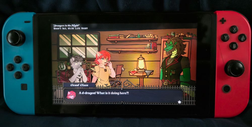 Photo of a Nintendo Switch running an indie game