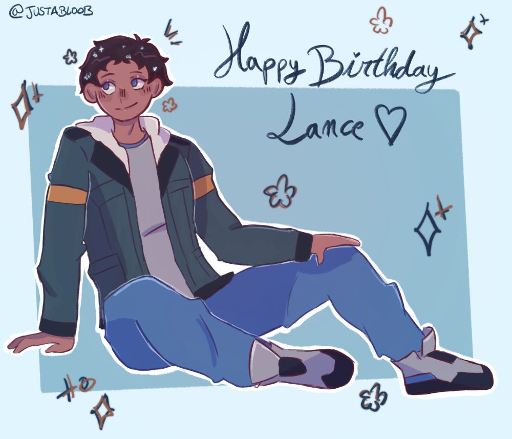 illustration of lance mcclain from voltron legendary defender
he is on the ground, looking at the side with a smile