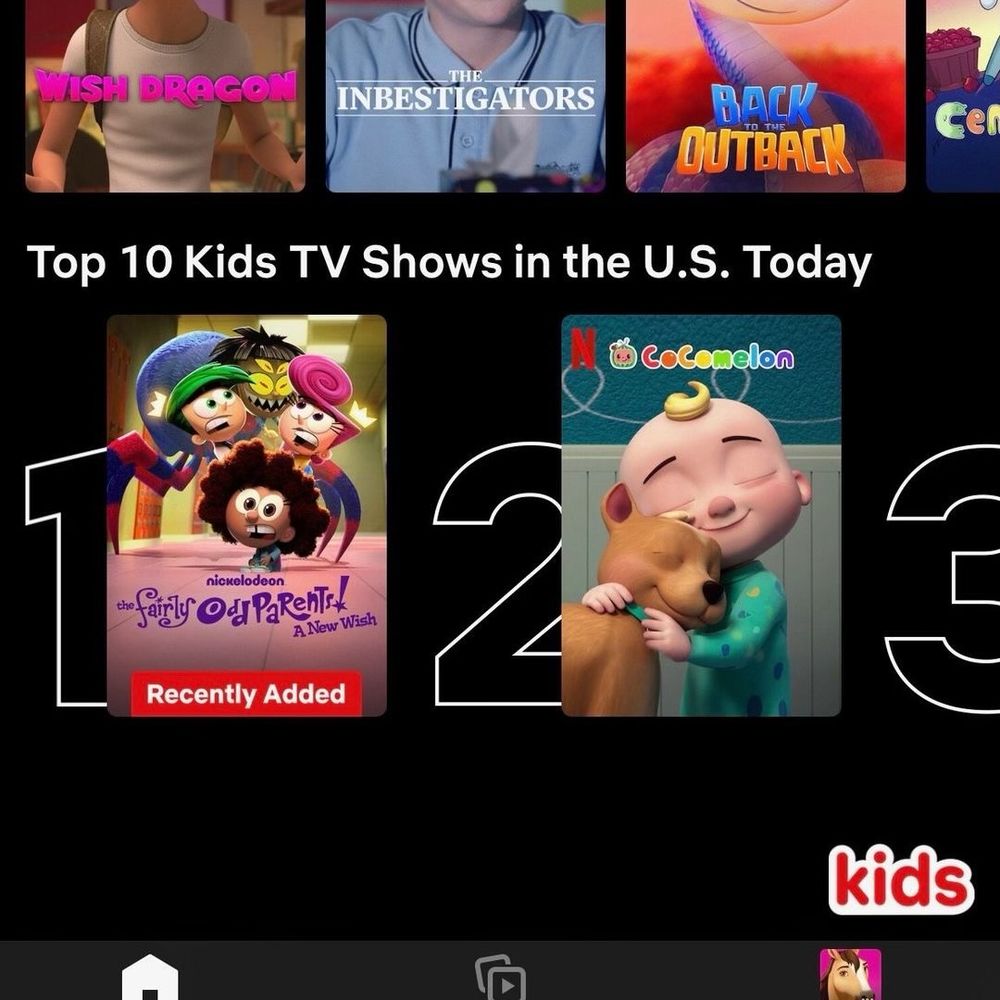 Screenshot of Fairly OddParents: A New Wish in the #1 spot in Top 10 TV Shows in the U.S. Today.