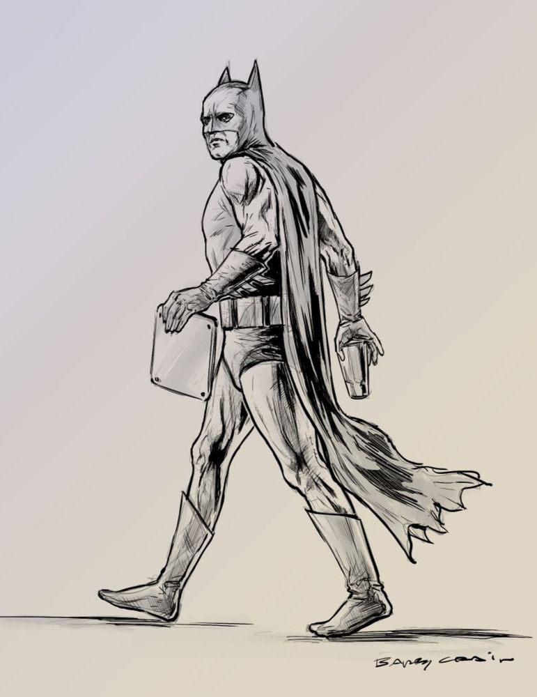 Batfleck strolls out of Starbuck's with his laptop & travel mug, glaring at the paparazzi.