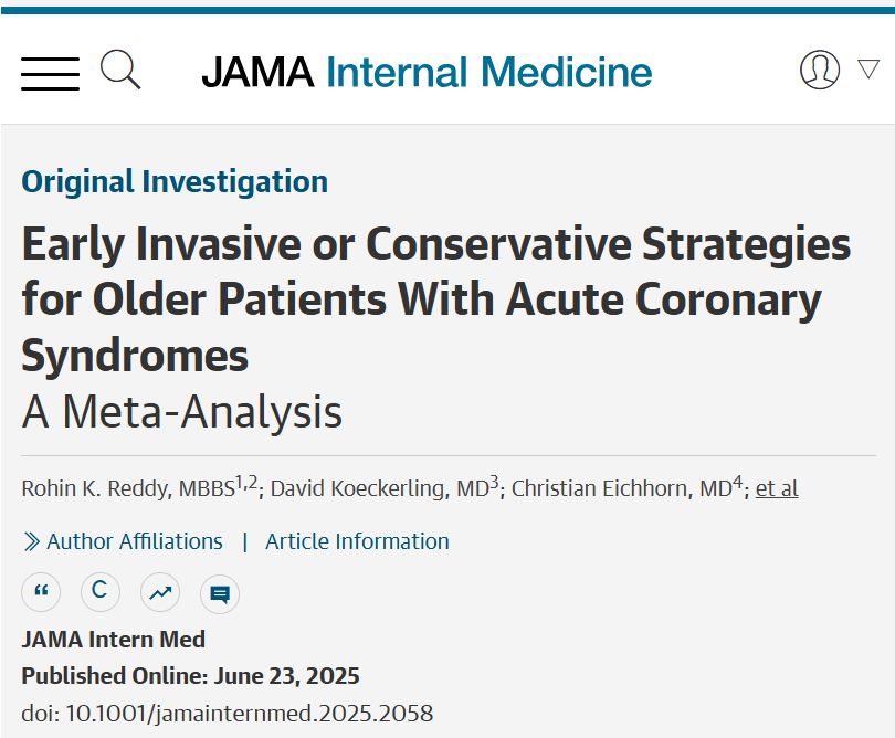 Early Invasive or Conservative Strategies for Older Patients With Acute Coronary Syndromes