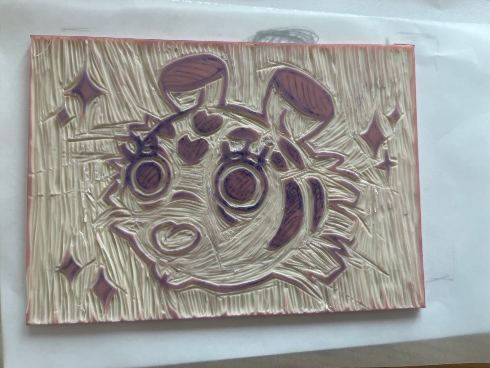 Untested but completed Lino cut of my cursed tiger design