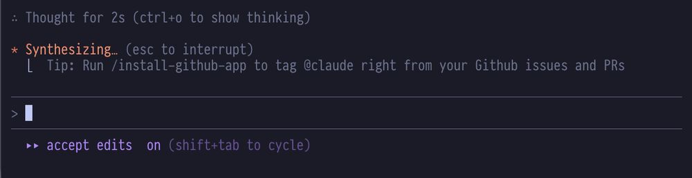 a screenshot of claude code in a terminal. it has a tip that says "run /install-github-app to tag @claude right from your Github issues and PRs"  