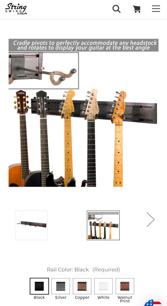 Music store style guitar display hangers