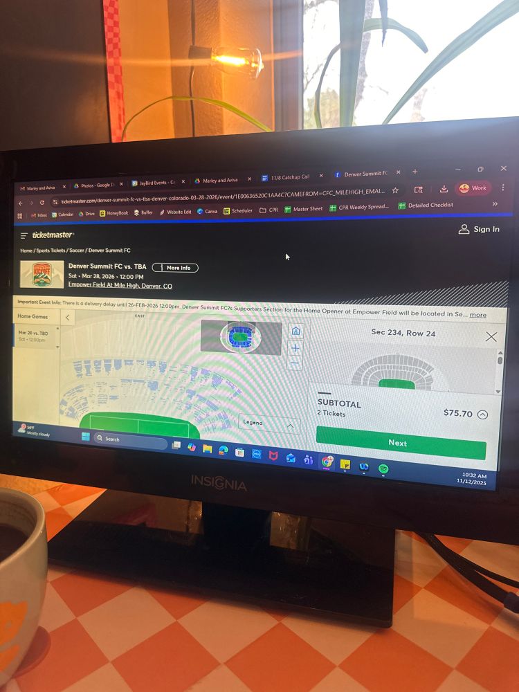 Computer screen open to a Ticketmaster web page where there’s a big black banner taking up half the screen 