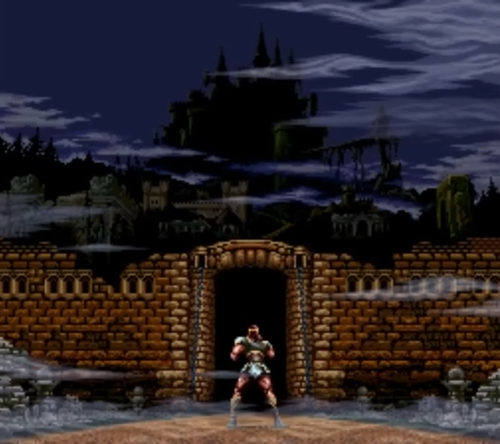 Intro to Super Castlevania 4 of Simon walking into Dracula’s castle