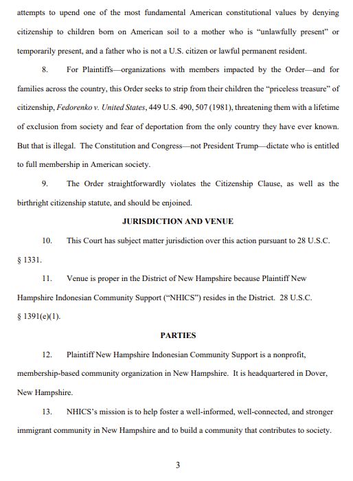 Birthright Citizenship Complaint Page 3