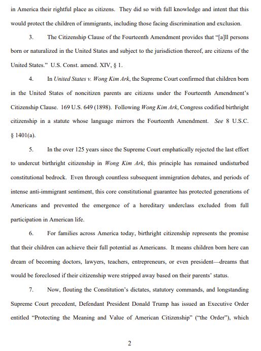 Birthright Citizenship Complaint Page 2