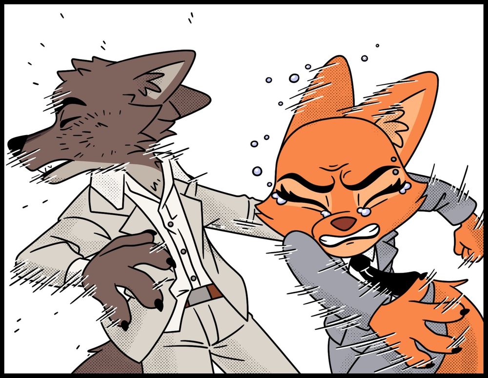 Mr Wolf getting slapped by Diane Foxington in reference to the infamous Zootopia abortion comic