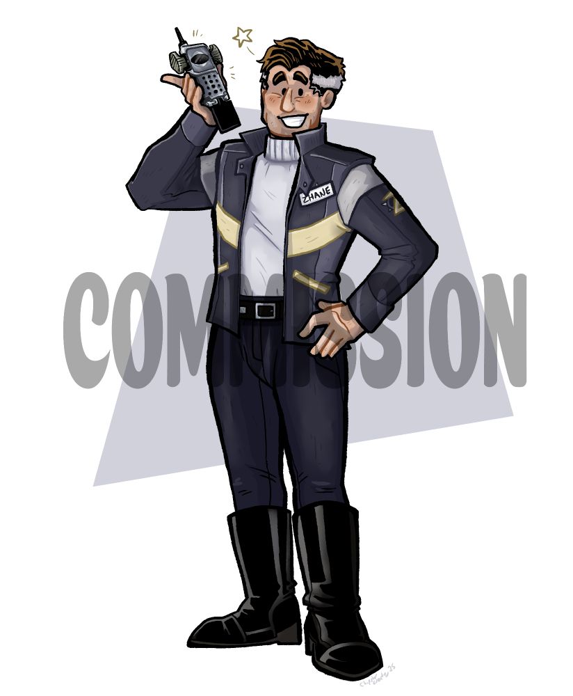 Digital drawing of an older Zhane from Power Rangers In Space smiling and holding his Digimorpher.