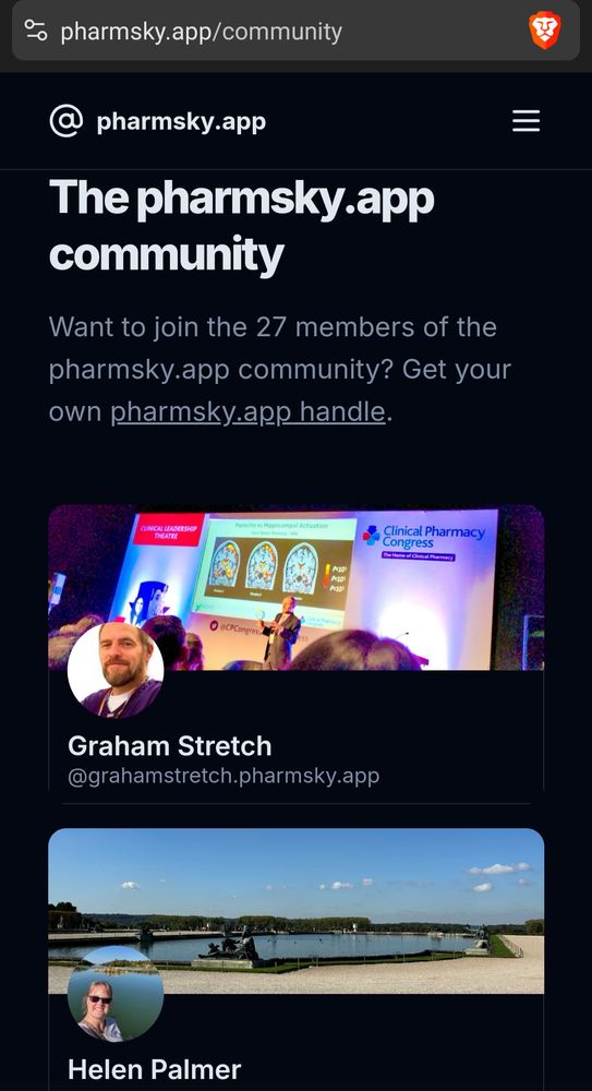 A screenshot of pharmsky.app webpage. We're users can get a handle ending in pharmsky.app to use on bluesky
