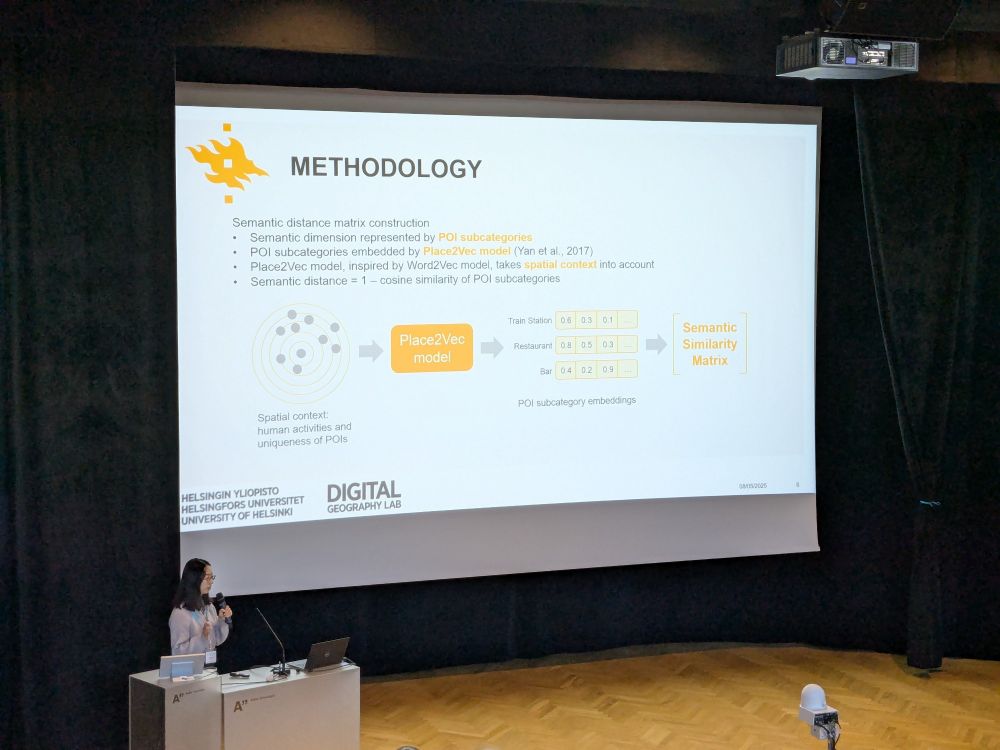 Leyi explaining the methodology related to assessing semantic similarity of points-of-interest.