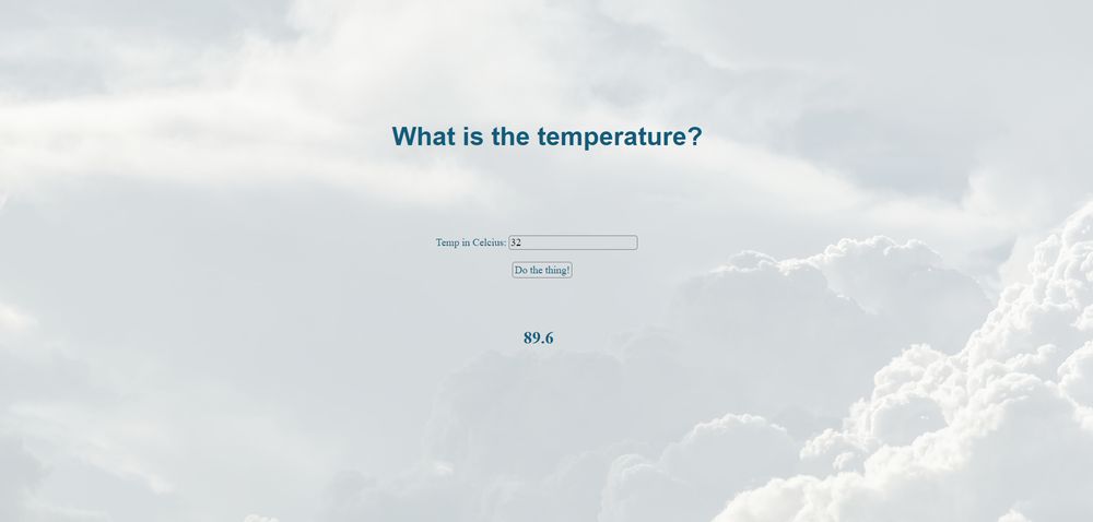 Working temp converter with cloud background 