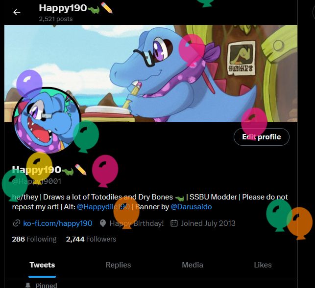 Birthday Balloons over Twitter Account