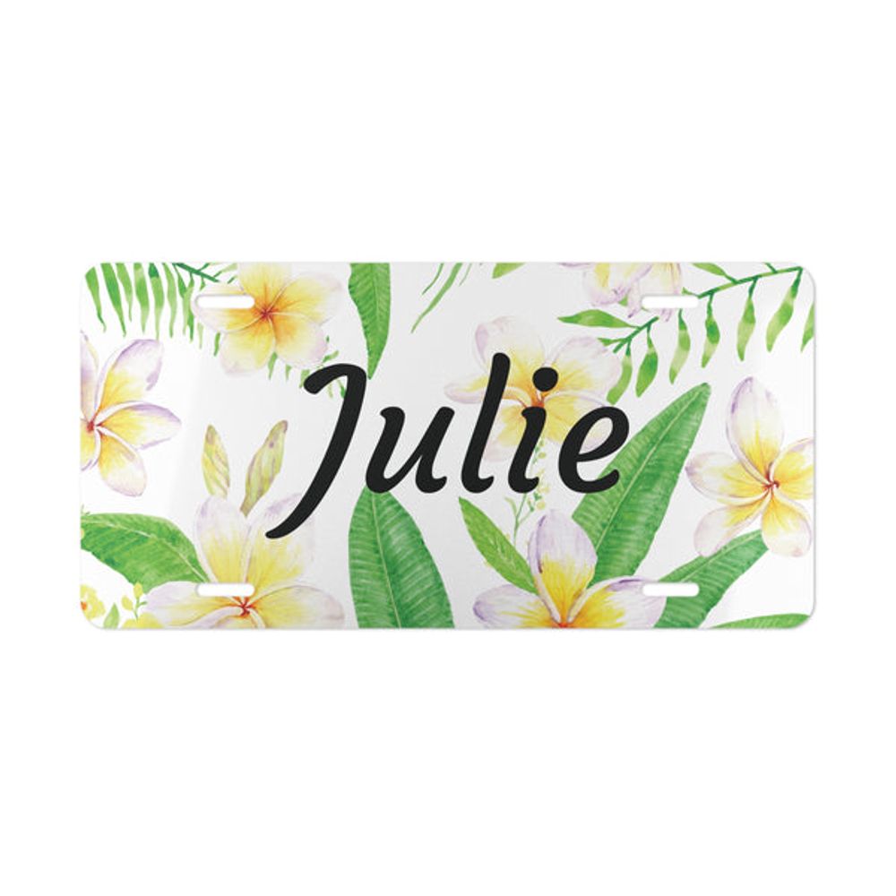 Plumeria Personalized Custom Front License Plate