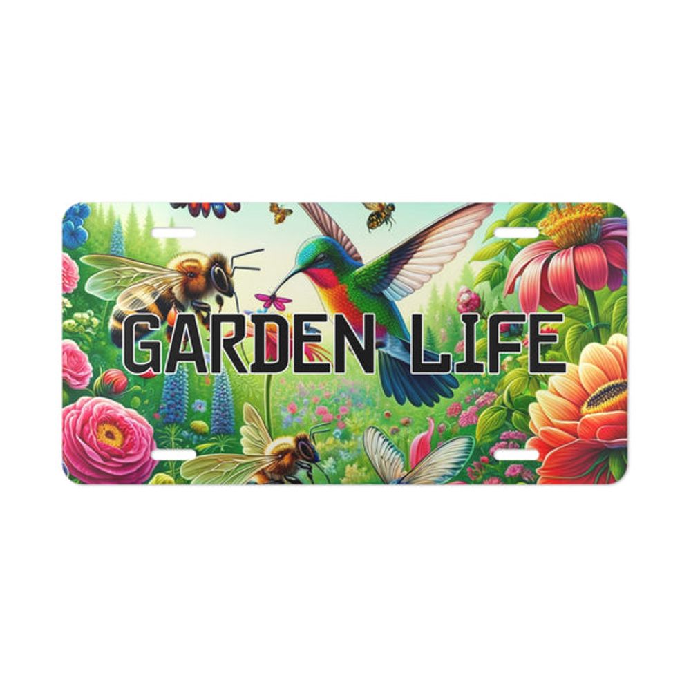 Hummingbird Garden Life Vanity Custom Front License Plate Car Tag