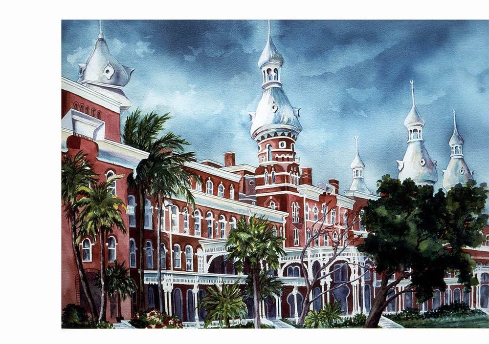 University of Tampa S/N Limited Edition Lithograph 14 X 19 Print UT Art Print rtobaison watercolorsnmore - Etsy