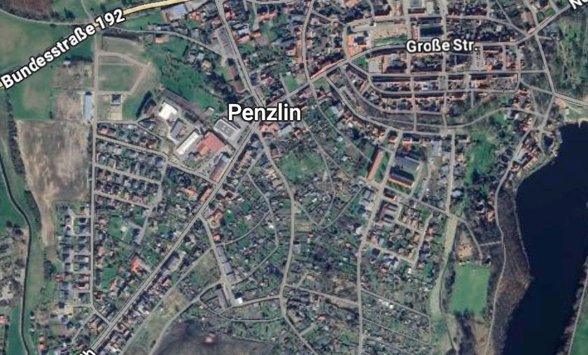 Google Maps Luftbild von der Stadt "Penzlin" in MeckPomm