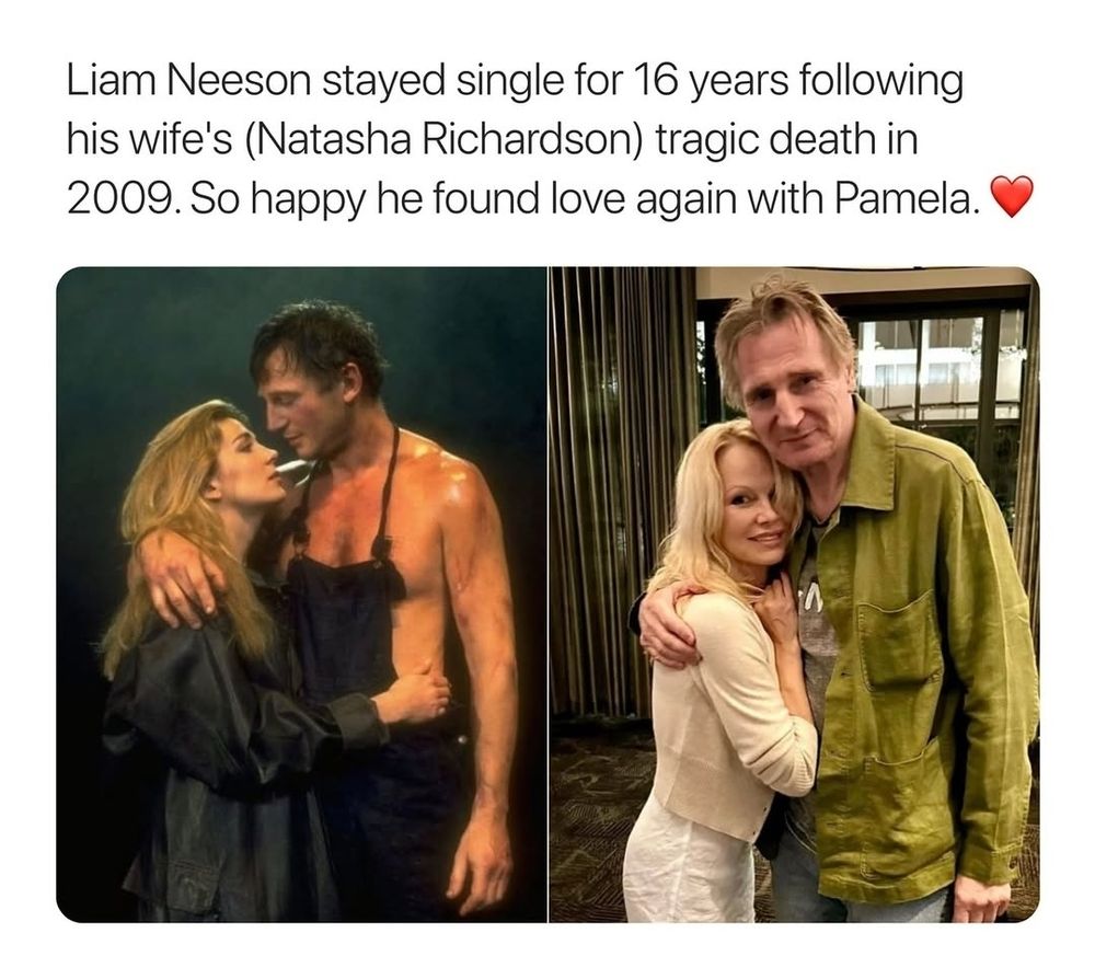 Liam Neeson stayed single for 16 years following his wife's (Natasha Richardson) tragic death in 2009. So happy he found love again with Pamela Anderson. 