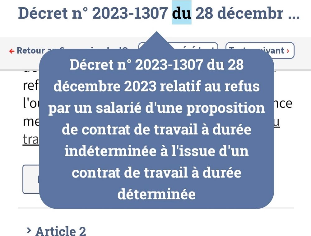 Décret sur refus CDI après CDD