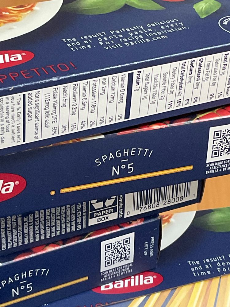 Boxes of Barilla Spaghetti No. 5