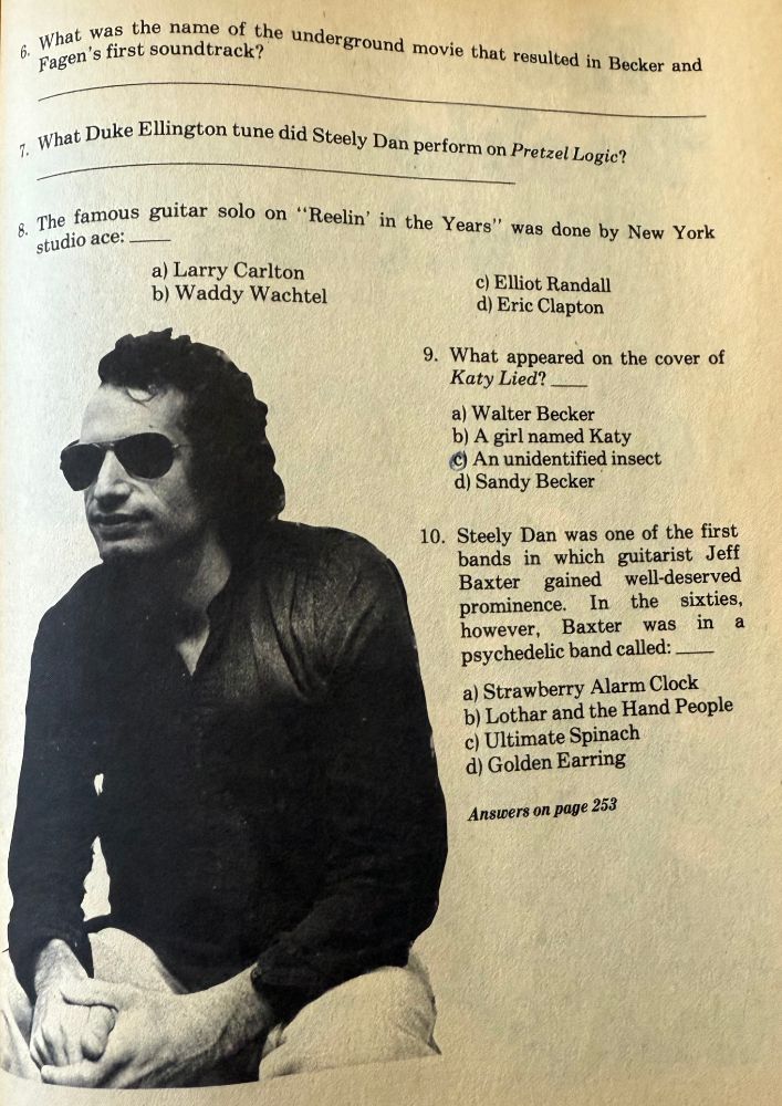 Steely Dan quiz with photo of Donald Fagen