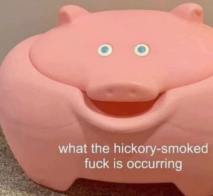 A pig saying “what the hickory-smoked fuck is occurring”